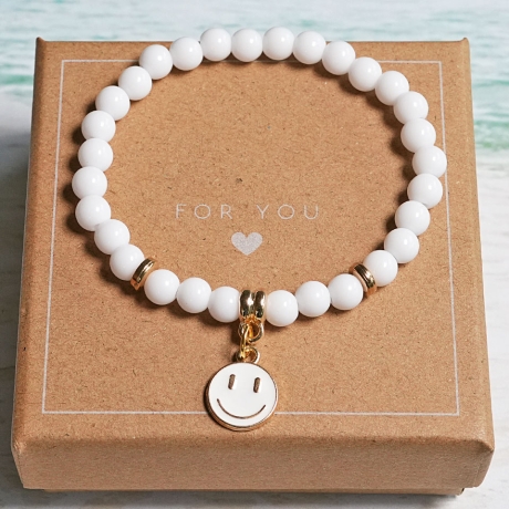 Smiley Perlenarmband – Freundschaftsarmband, Geschenk Boho Hippie