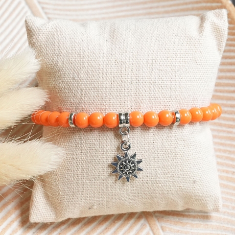 Perlenarmband Sonne Orange – Glücksarmband & Freundschaftsarmband