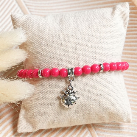 Armband mit Glückskäfer – Perlenarmband, Geschenkidee Boho Hippie
