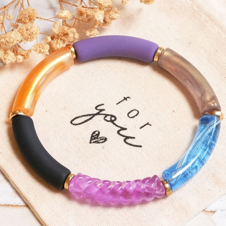 Buntes Tubeperlen-Armband – Elastisch, Boho, Festival, Hippie
