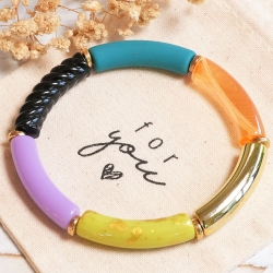 Tubeperlen Armband bunt – Elastischer Armreif, Boho-Stil Festival