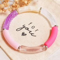 Tubeperlen Armband – Elastischer Boho Armreif, Hippie Festival