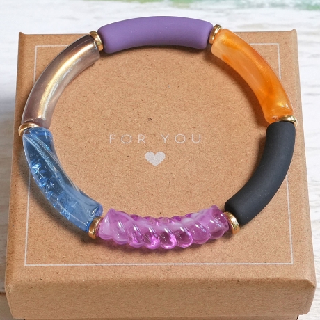 Buntes Tubeperlen-Armband – Elastisch, Boho, Festival, Hippie