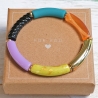 Tubeperlen Armband bunt – Elastischer Armreif, Boho-Stil Festival