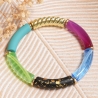 Buntes Armband Röhrenperlen – Elastischer Boho Armreif, Festival