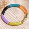 Tubeperlen Armband bunt – Elastischer Armreif, Boho-Stil Festival