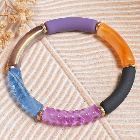 Buntes Tubeperlen-Armband – Elastisch, Boho, Festival, Hippie