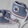 Baby-Schuhe, 0-3 Monate, Fußlänge EU 15 bis 8.5 cm hellblau/weiß