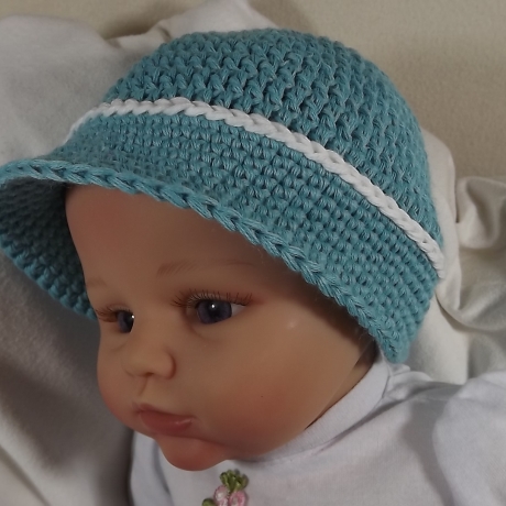 Baby Schirmmütze, Mütze, Türkisblau, U:37-40 cm 