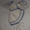 Baby-Boot's, 9,5 cm & Mütze, umfang: 37-40cm. weiß/blau