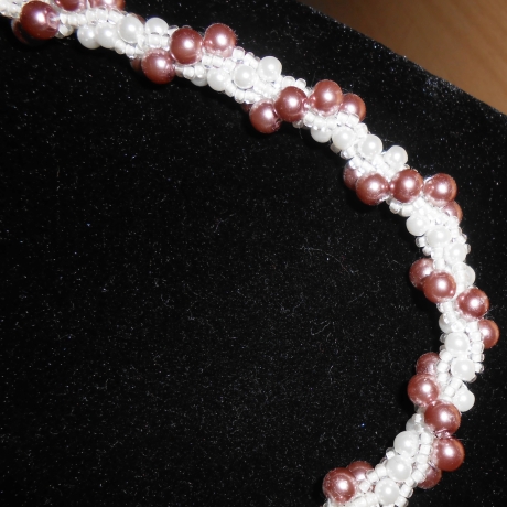 Perlen-Kette, gehäkelt, 51,5 cm, handmade, Magnetverschluss 