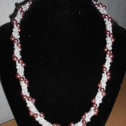 Perlen-Kette, gehäkelt, 51,5 cm, handmade, Magnetverschluss 