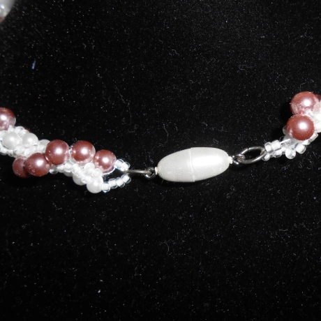 Perlen-Kette, gehäkelt, 51,5 cm, handmade, Magnetverschluss 