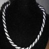 Rocailles-Kette Weiß/Schwarz, 47 cm, handmade, Magnetverschluss 