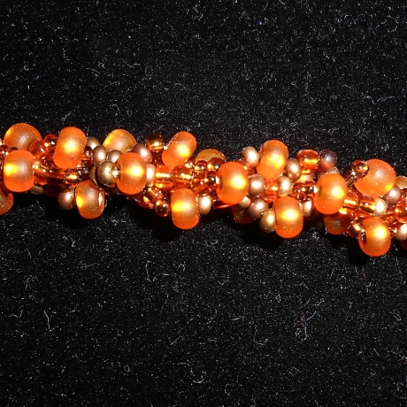 Rocailles-Kette, gehäkelt, 51 cm, handmade, Magnetverschluss 