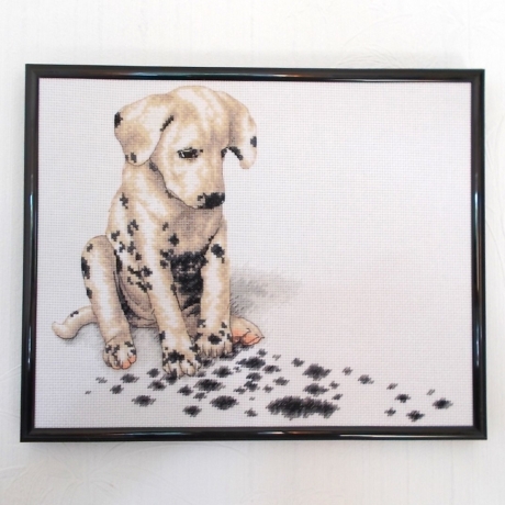 Bild Hund Dalmatiner Kreuzstich gestickt Wanddekoration
