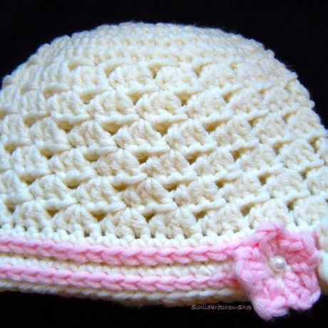 Merino-Taufmütze Mona 30-34cm Kopfumfang