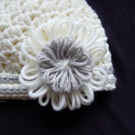 Merino-Taufmütze Lily 34-40cm Kopfumfang