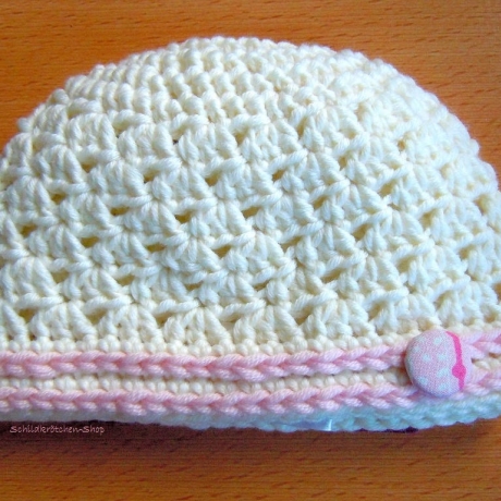 Merino-Taufmütze Mia 34-40cm Kopfumfang