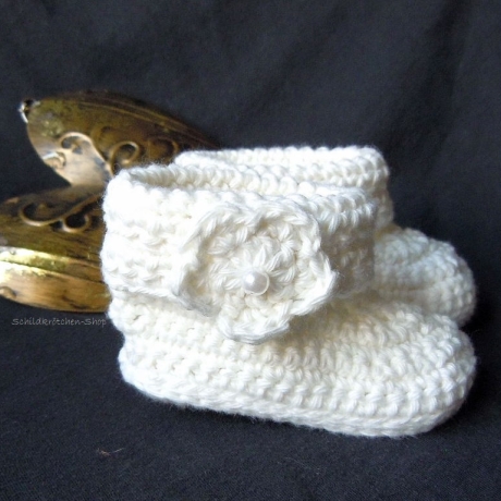 Woll-Tauf-Stiefelchen Janina, 8-9cm Sohlenlänge