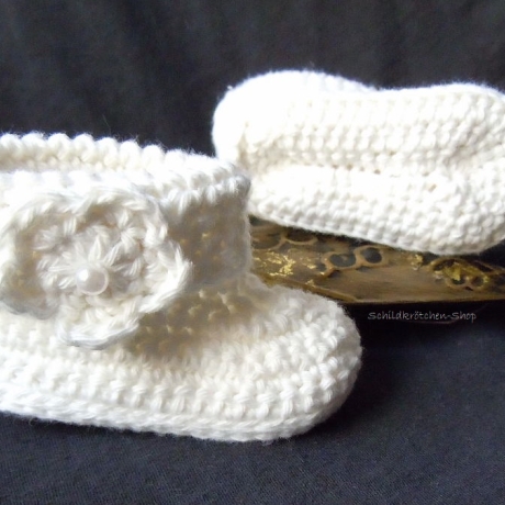 Woll-Tauf-Stiefelchen Janina, 8-9cm Sohlenlänge