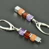 Hängeohrringe mit Aventurin, Karneol, Amethyst und 925er Silber 