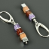 Hängeohrringe mit Aventurin, Karneol, Amethyst und 925er Silber 