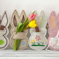 ITH Stickdatei  Hasen für Glückwünsche und Geldgeschenke ITH Stickdatei  Hasen für Glückwünsche und Geldgeschenke