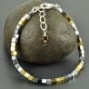 Hämatitarmband Würfel gold-silberfarbend minimalistisch edel zart