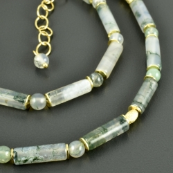 Helle Moosachatkette vergoldetes 925er Silber, grüne Halskette