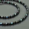 Onyxkette Perlen Chrysokoll eckig schwarz türkis Halskette