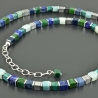Würfelkette blau grün Edelsteine Türkis Lapis Dumortierit zart
