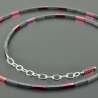 Kette Hämatit Rechtecke minimalistisch grau grün pink Geschenk