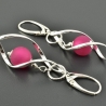 Spiral - Ohrringe Polarisperle pink 925er Silber Ohrhänger lang