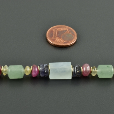 Edelsteinkette Aquamarin Turmalin Citrin Iolith Aventurin Braut
