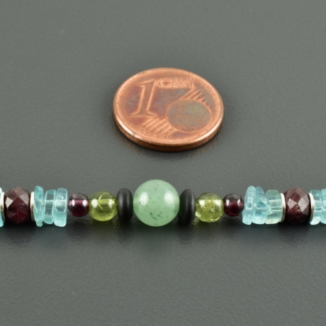 Edelsteinkette bunt Onyx Granat Aventurin Turmalin Granat Apatit