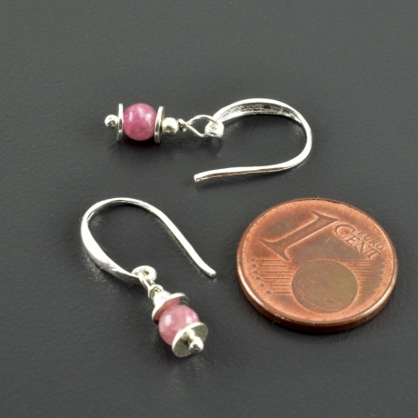 Silberohrringe rosa Turmalinperle minimalistisch kurze Ohrhänger