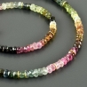 Edle Turmalinkette bunt multicolor facettierte Würfel vergoldet