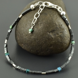 Zartes Armband Hämatit Chrysokoll 925er Silber Geschenk minimal