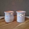 Duftlampe / Windlicht 10,5 cm grau weiß shabby Keramik Look