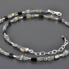 Labradoritkette Turmalin 925er Silber schwarz grau dezent zart