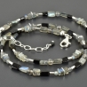 Labradoritkette Turmalin 925er Silber schwarz grau dezent zart