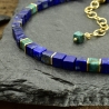 Lapislazuli-Türkis-Kette vergoldetes Silber eckig Edelsteine