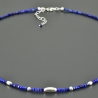 Minimalistische Lapislazuli-Würfel-Kette 925er Silber zart