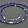 Minimalistische Lapislazuli-Würfel-Kette 925er Silber zart