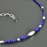 Minimalistische Lapislazuli-Würfel-Kette 925er Silber zart