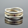 Ringset Minimalistic Trio Silber-Gold333 Gold -Rubin