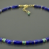 Lapislazuli-Türkis-Kette vergoldetes Silber eckig Edelsteine
