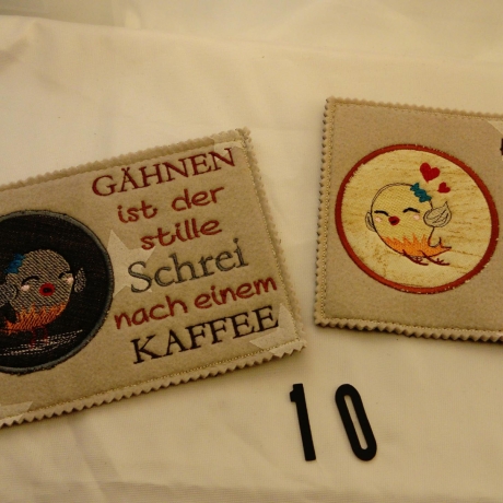 Kaffee Latte Vogel 2x MugRug Untersetzer Geschenk Deko