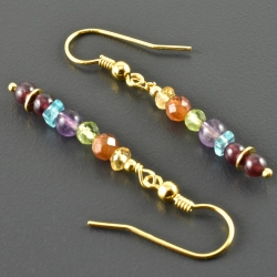 Ohrringe, Ohrhänger, vergoldet, Regenbogen, Granat, Citrin,klein